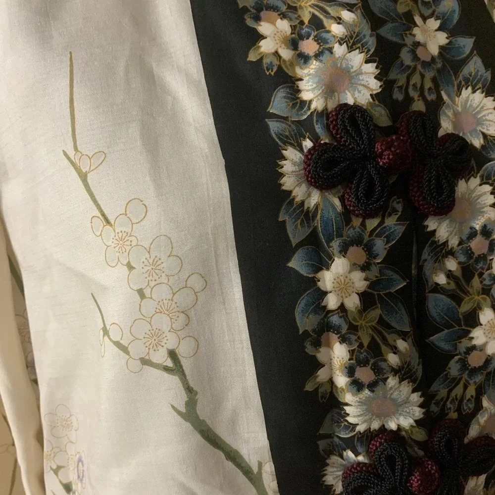Cherry Blossom Kyoto Silk Robe From Japan Vintage Deadstock - Picture 6 of 10